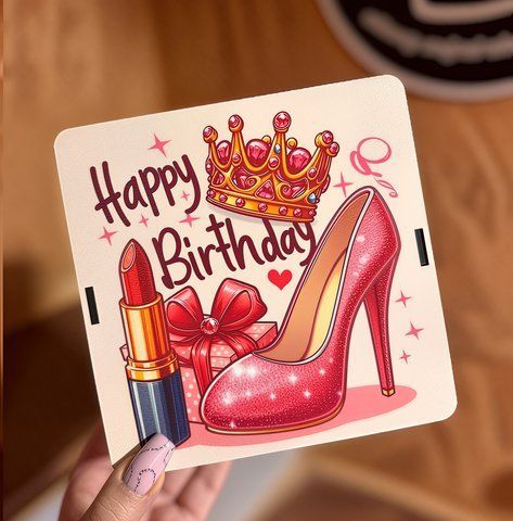 Квадратний бокс "Happy Birthday/ З Днем народження. Леді". 20х20х8 см 991-00 фото